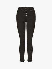 Jean taille haute effet froissé coupe slim - Noir - 4