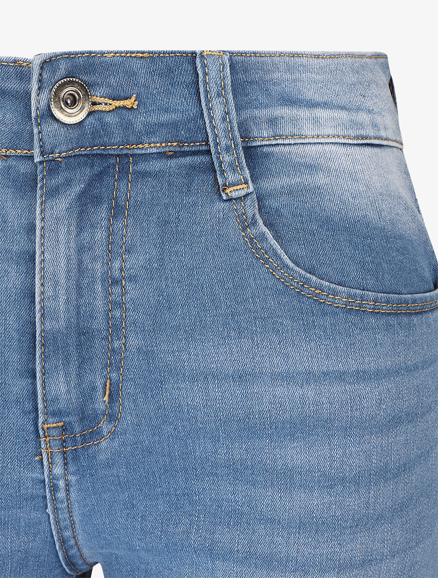 Jean délavé push up coupe droite - Bleu - 3