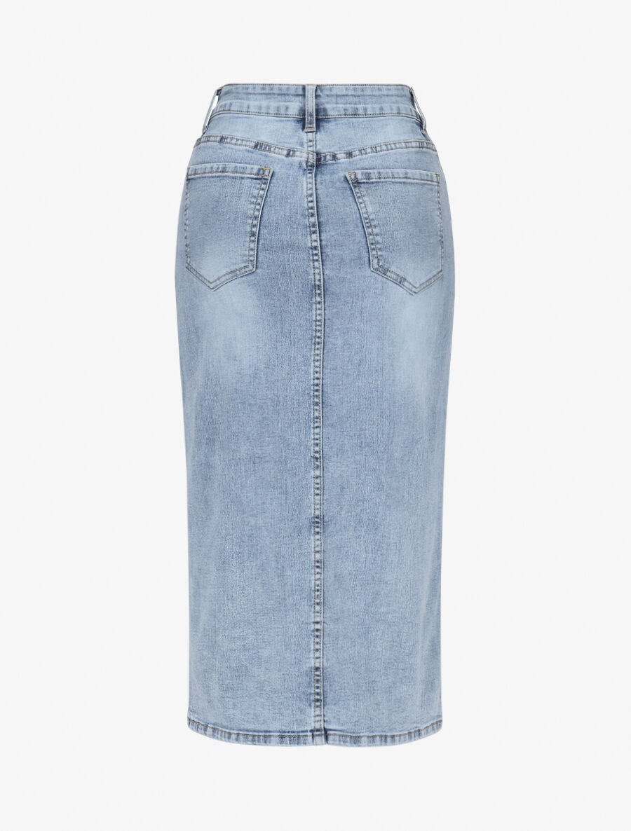 Jupe en jean fendue - Bleu - 2
