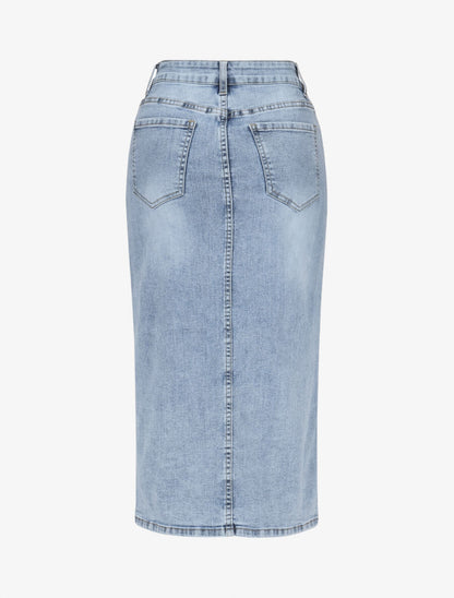 Jupe en jean fendue - Bleu - 2