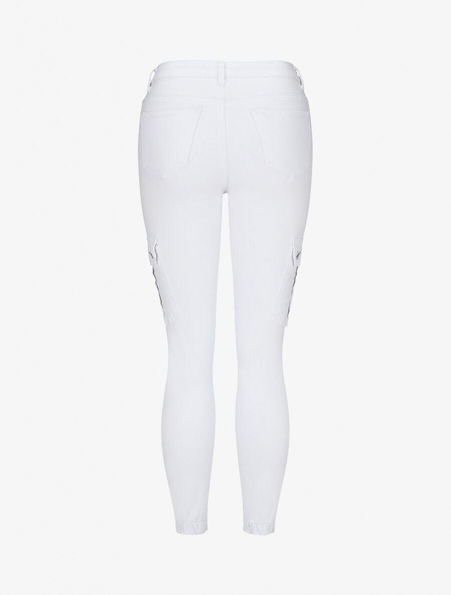 Jean cargo à bords élastiqués coupe skinny - Blanc - 2