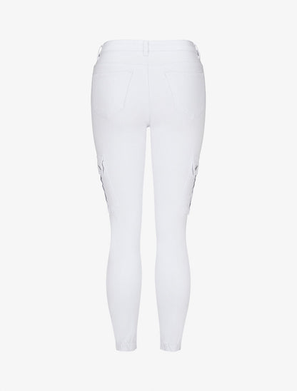 Jean cargo à bords élastiqués coupe skinny - Blanc - 2