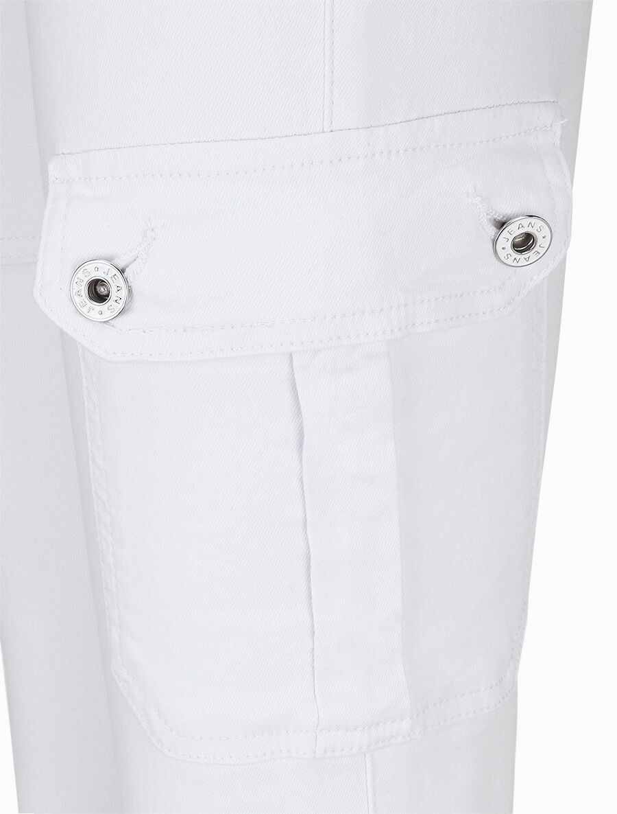 Jean cargo à bords élastiqués coupe skinny - Blanc - 3