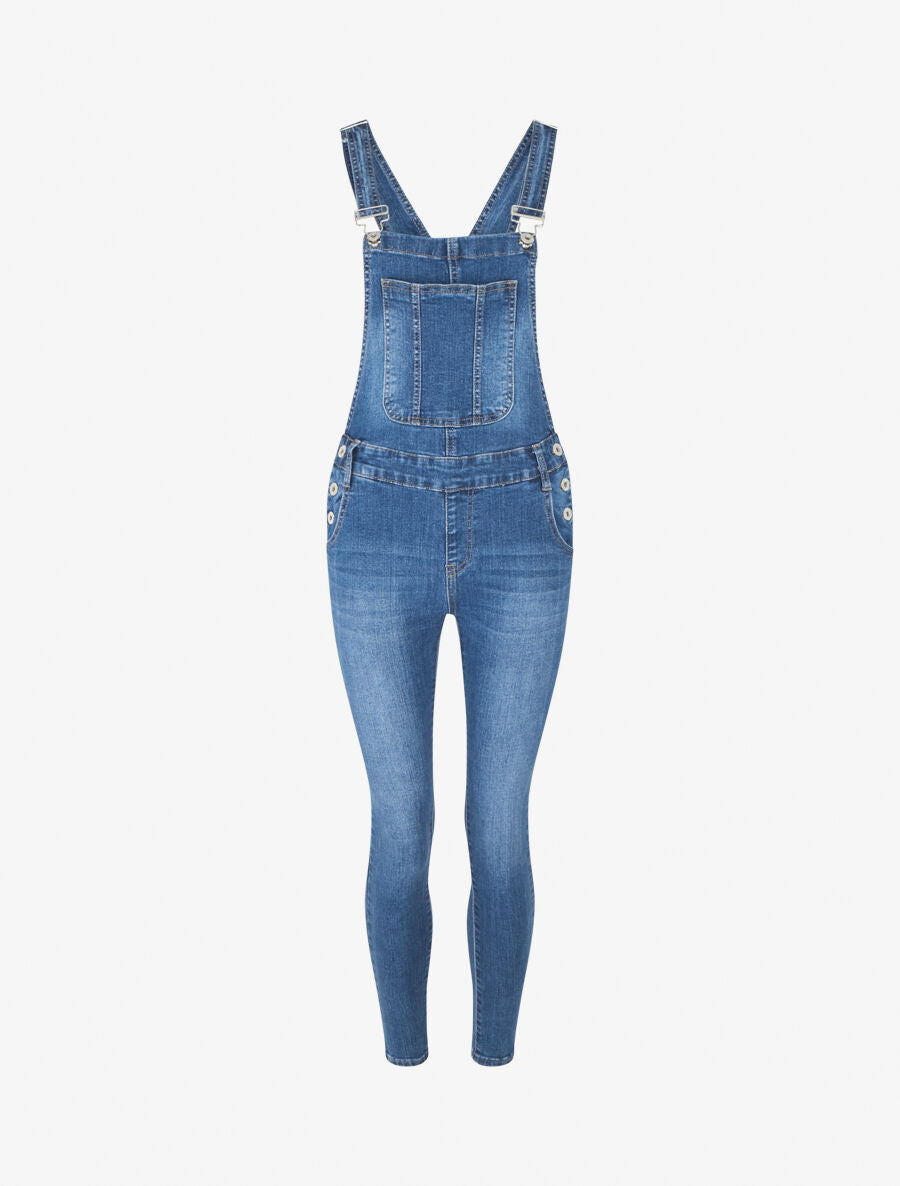 Salopette taille basse coupe skinny - Bleu - 1