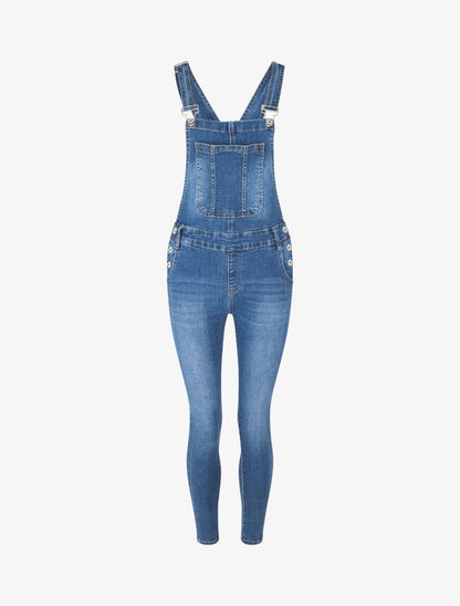 Salopette taille basse coupe skinny - Bleu - 1