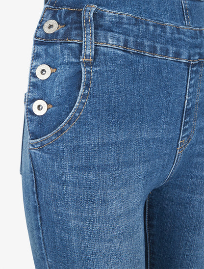 Salopette taille basse coupe skinny - Bleu - 3