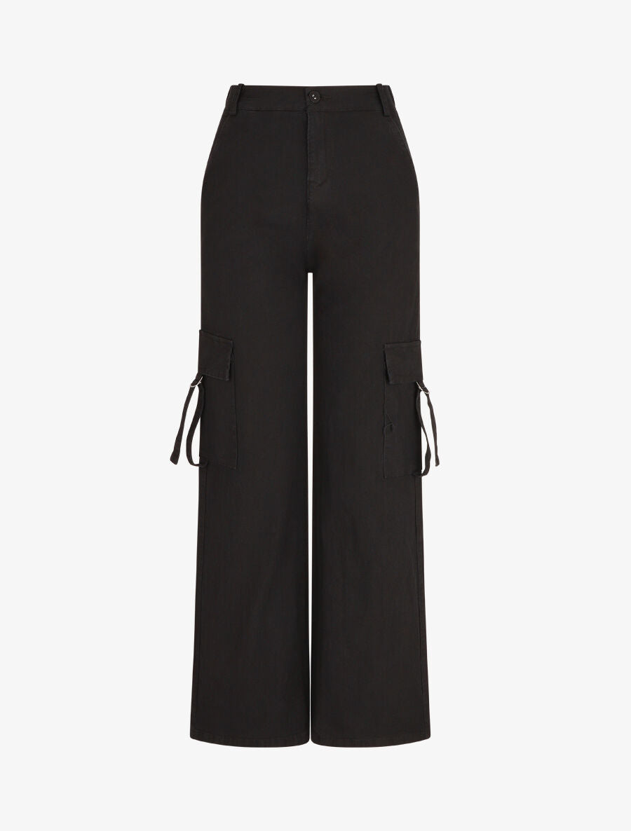 Pantalon cargo à liens - Noir - 4