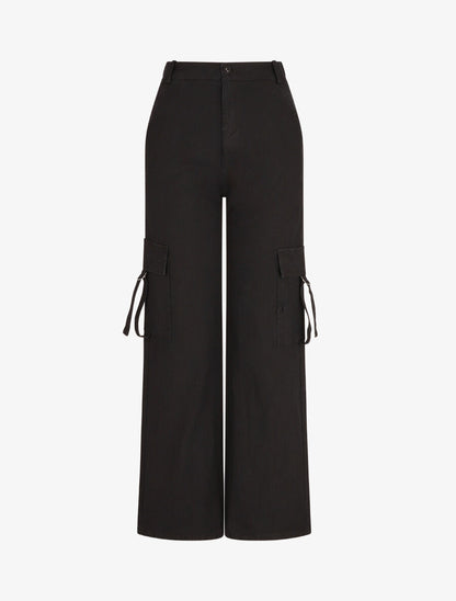Pantalon cargo à liens - Noir - 4