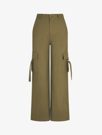 Pantalon cargo à liens - Kaki - 1
