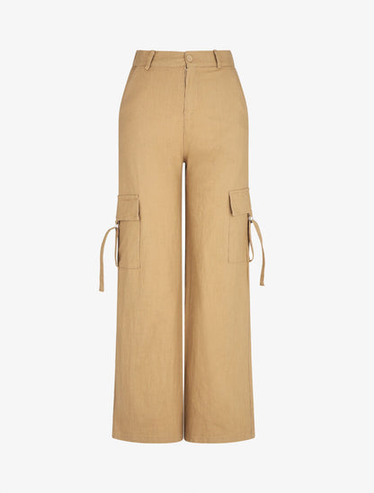 Pantalon cargo à liens - Taupe - 4