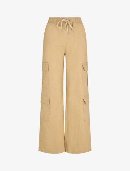 Pantalon cargo taille haute coupe droite - Taupe - 4