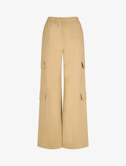 Pantalon cargo taille haute coupe droite - Taupe - 2