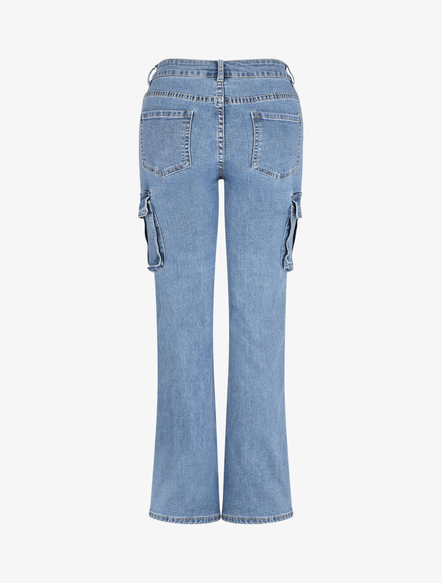 Jean cargo taille standard coupe droite - Bleu - 2
