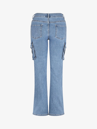 Jean cargo taille standard coupe droite - Bleu - 2