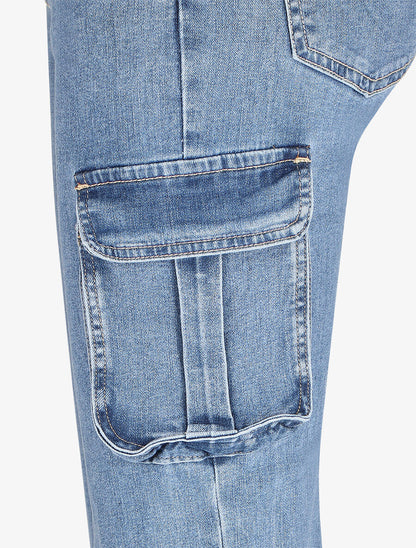 Jean cargo taille standard coupe droite - Bleu - 3