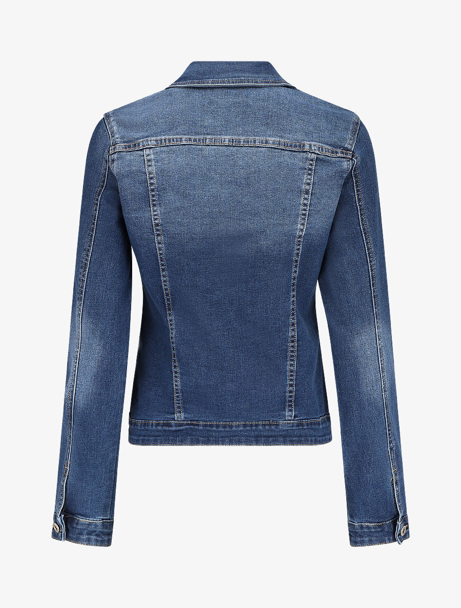 Veste en jean droite délavée - Bleu denim - 2