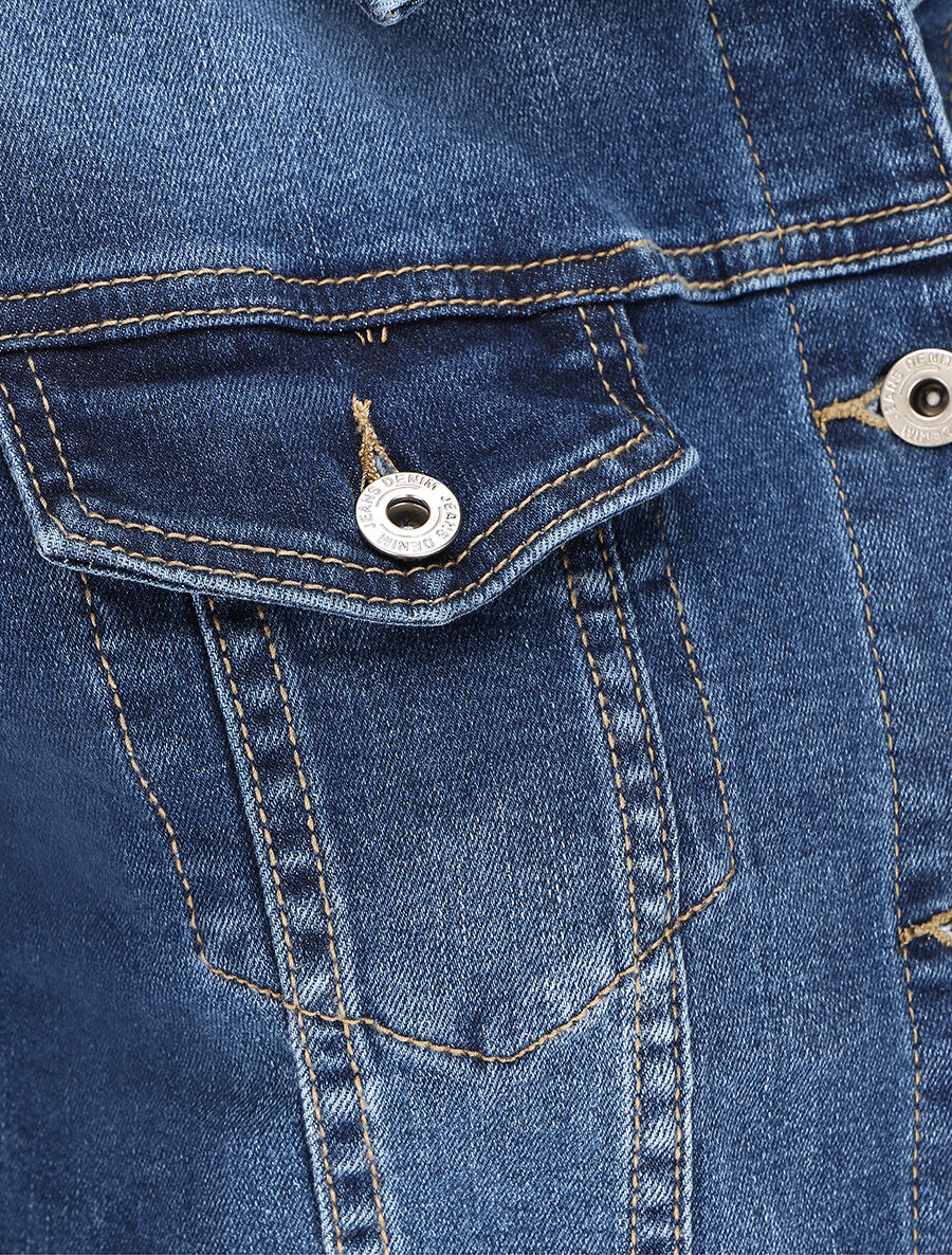 Veste en jean droite délavée - Bleu denim - 3