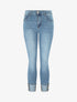 Jean 7/8 slim taille standard bords à boutons - Bleu - 1