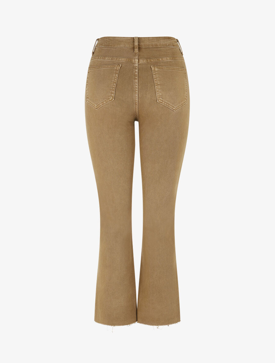 Jean à bords effilochés coupe flare - Beige foncé - 2