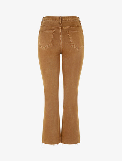 Jean à bords effilochés coupe flare - Camel - 2