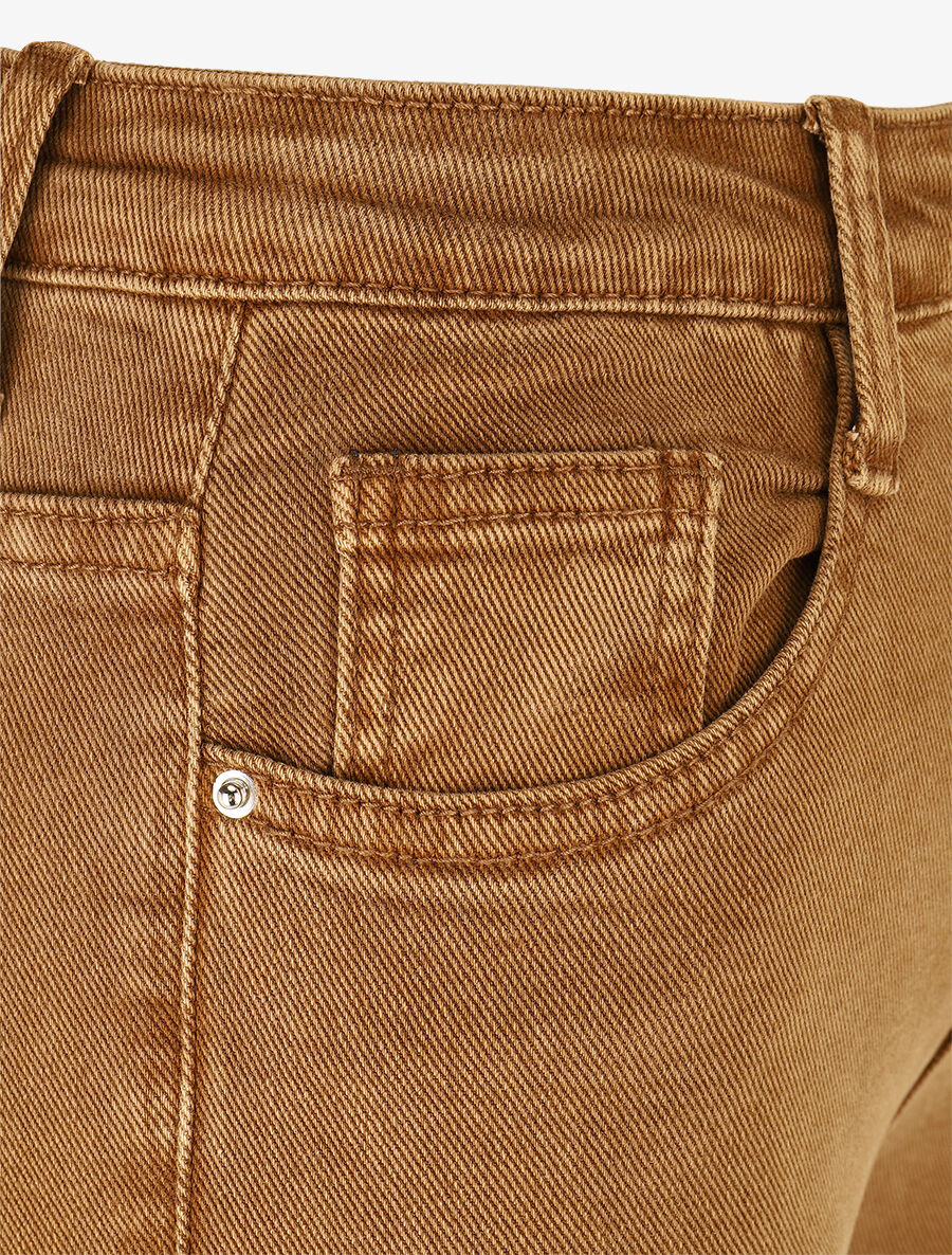Jean à bords effilochés coupe flare - Camel - 3