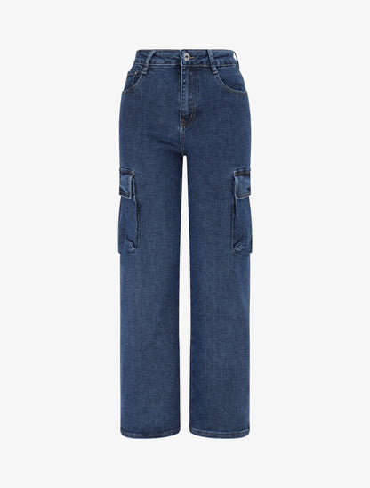 Jean wide leg à poches - Stone - 4