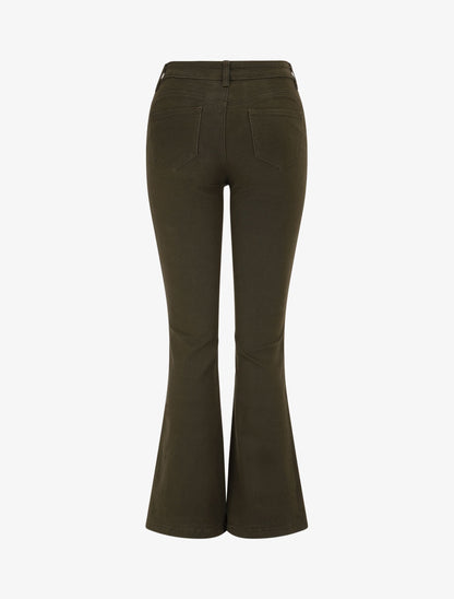 Jean coupe flare à taille haute - Kaki - 2