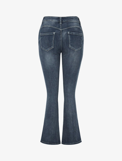 Jean standard push up délavé coupe flare - Bleu - 2