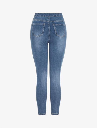 Jean taille haute coupe slim - Bleu - 2