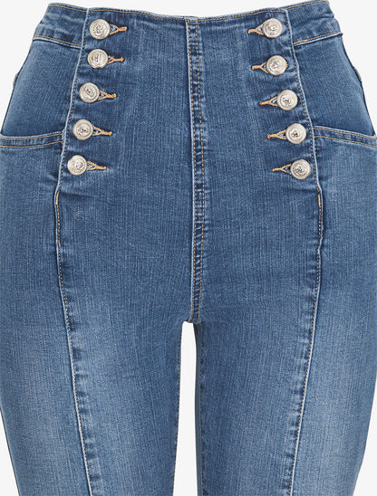 Jean taille haute coupe slim - Bleu - 3