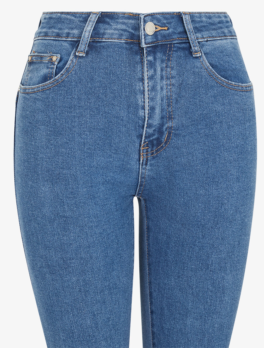 Jean taille haute coupe flare - Bleu denim - 3