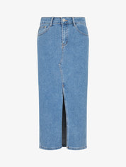 Jupe midi droite en jean - Bleu clair - 1