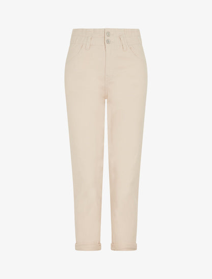 Jean mom taille haute froncée - Beige clair - 1