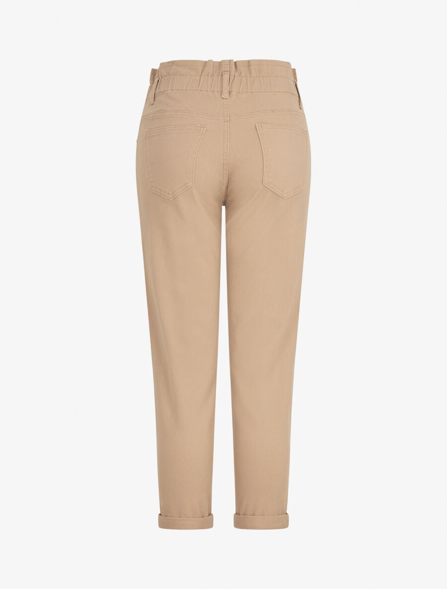 Jean mom taille haute froncée - Beige - 2