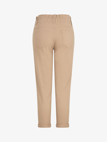 Jean mom taille haute froncée - Beige - 2