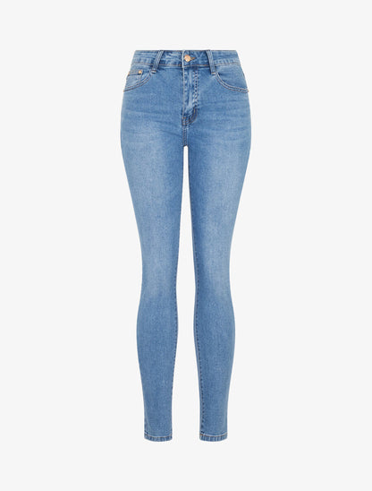 Jean coupe skinny délavé - Bleu clair - 1