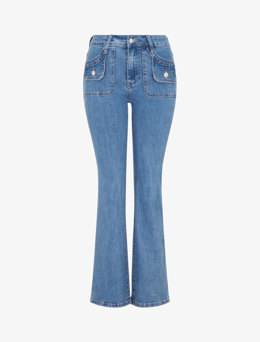 Jean bootcut à poches boutonnées - Bleu - 4
