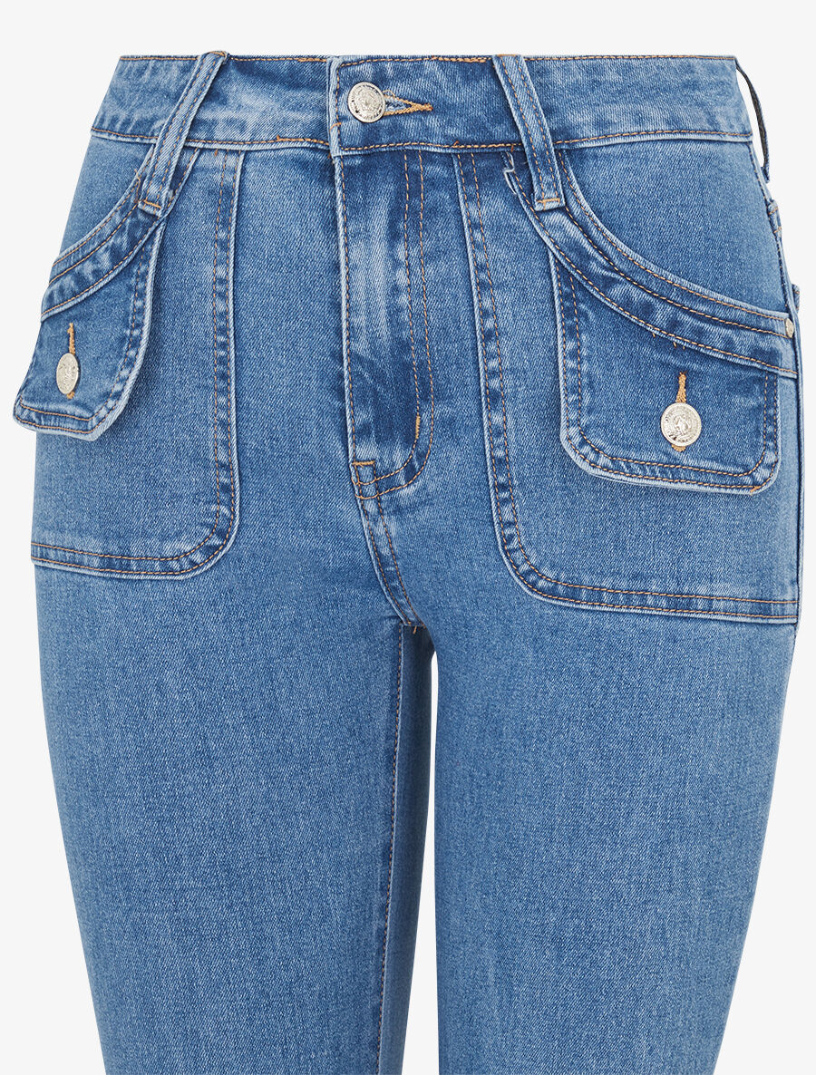 Jean bootcut à poches boutonnées - Bleu - 3