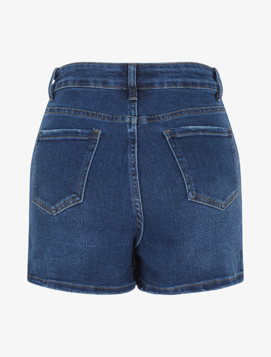 Short en jean style jupe taille standard - Bleu - 2
