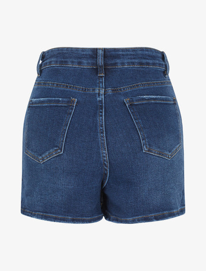 Short en jean style jupe taille standard - Bleu - 2