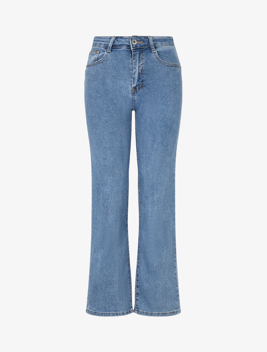 Jean droit taille haute - Bleu - 1