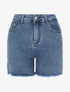 Short en jean à bords effilochés - Bleu - 1