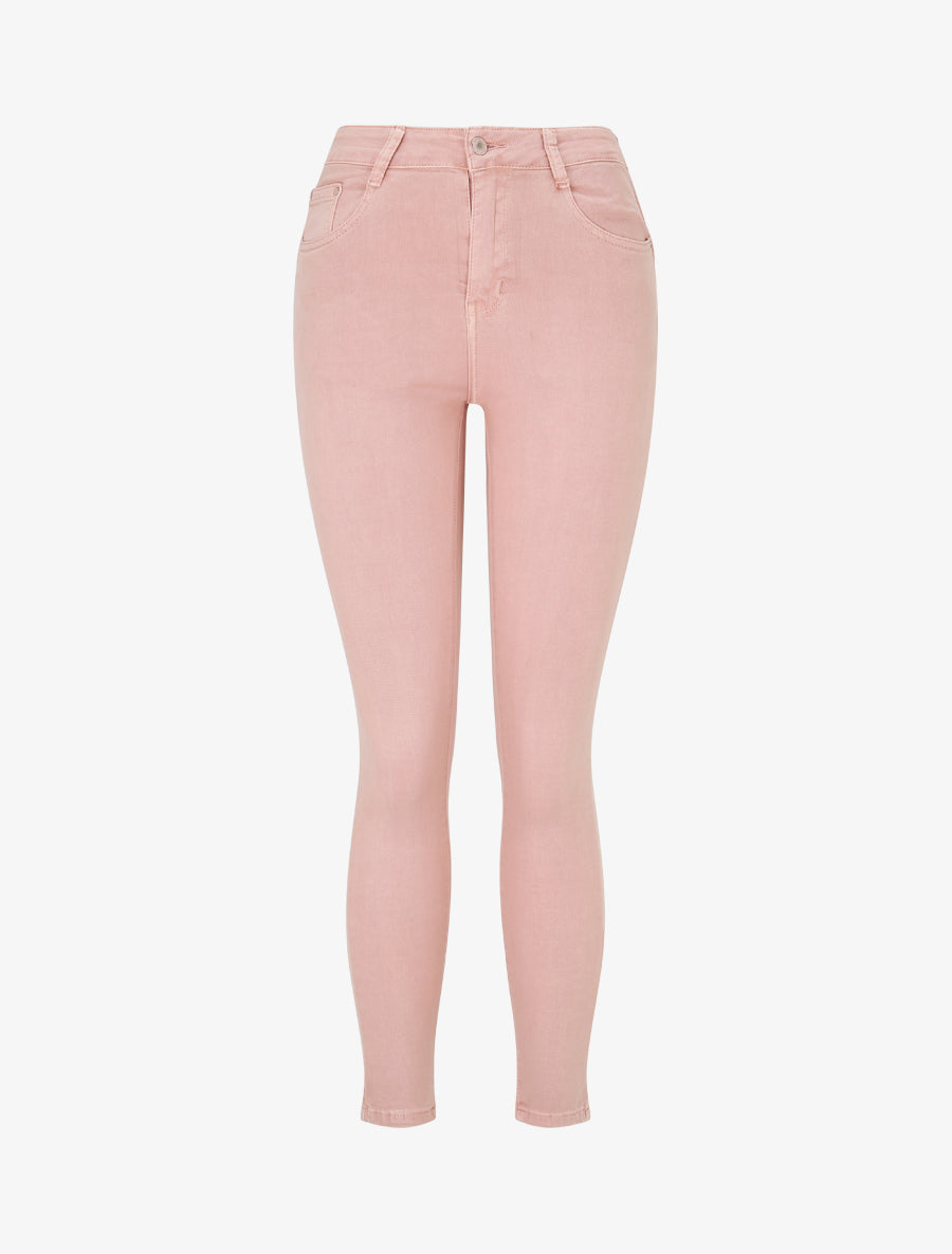 Jean classique coupe skinny taille haute - Rose - 1