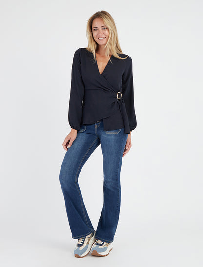 Jean à taille haute coupe flare - Bleu - 8
