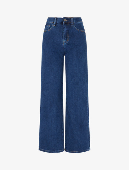 Jean wide leg taille standard - Bleu brut - 1