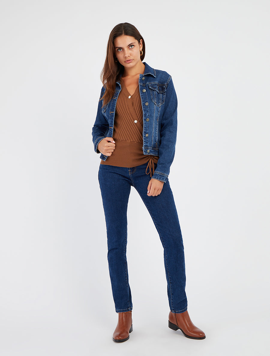 Veste en jean droite - Bleu - 8