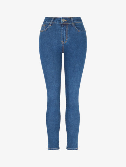Jean taille haute coupe skinny - Bleu - 1