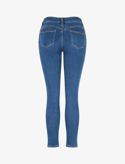 Jean taille haute coupe skinny - Bleu - 2