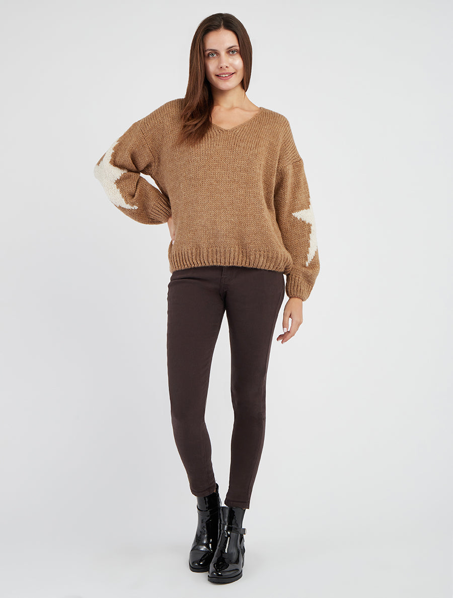 Jean skinny taille standard - Marron foncé