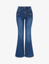 Jean flare délavé à poches à rabat - Bleu - 1